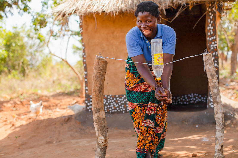 woman washing hands