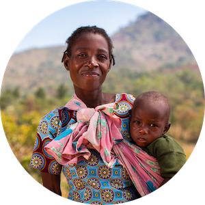 magret and phillip, beneficiary of a water well and sanitation facility installed by copred in malawi